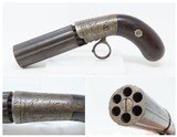 Antique BLUNT & SYMS Style .31 Caliber PERCUSSION Underhammer PEPPERBOXEngraved, Underhammer, Ring Trigger 6-Shot Revolver