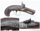 c1850s Antique HENRY DERINGER .40 CALIBER Percussion BELT Pistol ENGRAVEDHenry Deringer of Philadelphia Famous Pocket Pistol - 1 of 17
