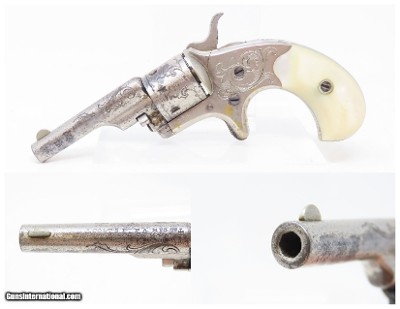 ENGRAVED Antique COLT “Open Top”.22 Cal. RF POCKET Revolver with PEARL GRIP Colt’s Answer to Smith & Wesson’s No. 1 Revolver