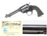 BEAUMONT, TEXAS Shipped .45 COLT BISLEY SINGLE ACTION ARMY Revolver C&R SAA Shipped 1905 Per the Factory Archive Letter - 1 of 20