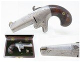 Antique NATIONAL ARMS No. 2 .41 Cal. RF DERINGER w/RARE 2-Inch Barrel CASED Nicely Engraved NICKEL Pre-Colt Pistol - 1 of 20