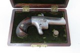 Antique NATIONAL ARMS No. 2 .41 Cal. RF DERINGER w/RARE 2-Inch Barrel CASED Nicely Engraved NICKEL Pre-Colt Pistol - 3 of 20