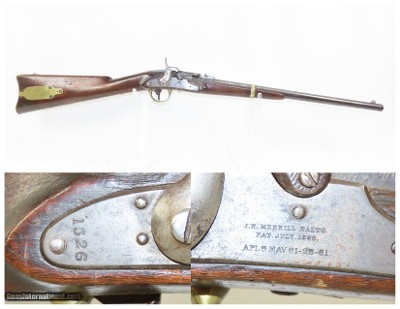 CIVIL WAR Antique JAMES MERRILL First Type .54 Caliber Percussion CARBINE
Issued to NY, PA, NJ, IN, WI, KY & DE Cavalries!