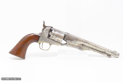 PERIOD NICKEL Antique COLT Model 1860 ARMY .44 Caliber Percussion REVOLVERc1868 Post-Civil War Revolver Wild West - Image 18 of 21