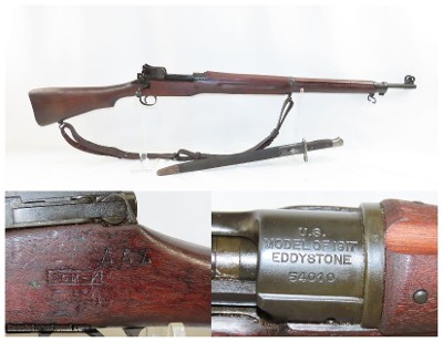 WORLD WAR I Era U.S. EDDYSTONE Model 1917 Bolt Action C&R MILITARY Rifle
1917 Ordnance FLAMING BOMB Marked