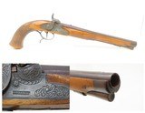 ENGRAVED Antique GORCKE .50 Caliber Long Barreled Pistol PERCUSSION Rifled
Mid-19th Century Germanic Piece with Horn Tipped Stock - 1 of 18