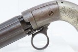 ENGRAVED Antique .32 Caliber RING TRIGGER Underhammer Percussion PEPPERBOX
6-Shot Revolver with GERMAN SILVER GRIPS - 4 of 16