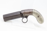 ENGRAVED Antique .32 Caliber RING TRIGGER Underhammer Percussion PEPPERBOX
6-Shot Revolver with GERMAN SILVER GRIPS - 2 of 16