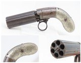 ENGRAVED Antique .32 Caliber RING TRIGGER Underhammer Percussion PEPPERBOX
6-Shot Revolver with GERMAN SILVER GRIPS - 1 of 16