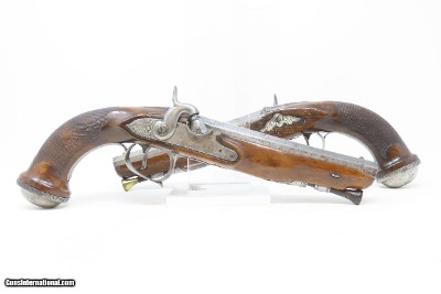 BRACE of FRENCH Antique MARTIAL Pistols Flintlock to Percussion Conversions .60 Caliber Swamped Octagonal Barrels - Image 2 of 25