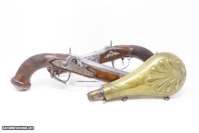 BRACE of FRENCH Antique MARTIAL Pistols Flintlock to Percussion Conversions .60 Caliber Swamped Octagonal Barrels
