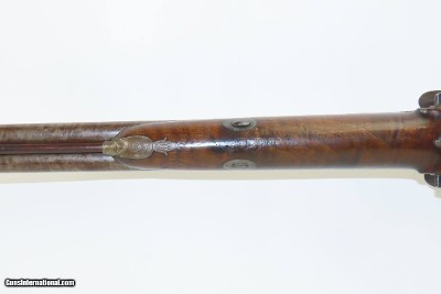 British BARBER of NEWARK Antique SxS Double Barrel 20 Ga. FLINTLOCK Shotgun ENGRAVED and GOLD Banded Side by Side - Image 9 of 21