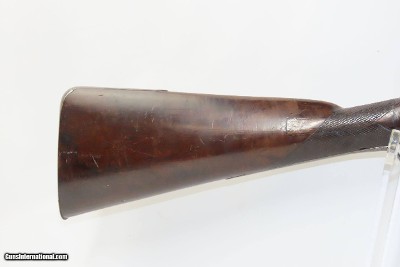 British BARBER of NEWARK Antique SxS Double Barrel 20 Ga. FLINTLOCK Shotgun ENGRAVED and GOLD Banded Side by Side - Image 17 of 21