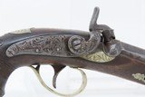ENGRAVED Antique HENRY DERINGER c1850s .45 CALIBER Percussion Pistol BoothClassic Antebellum & Civil War Pocket Sidearm - 4 of 17
