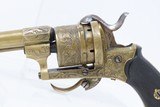 ENGRAVED Antique FRENCH Folding Trigger 7mm Double Action PINFIRE RevolverFolding Trigger European Conceal & Carry Sidearm - 4 of 17