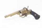 ENGRAVED Antique FRENCH Folding Trigger 7mm Double Action PINFIRE RevolverFolding Trigger European Conceal & Carry Sidearm - 2 of 17