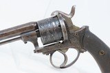 ENGRAVED Antique H. MALCHAIR Double Action PINFIRE 9mm Caliber REVOLVER1850s Lefaucheux Style BELGIAN SELF DEFENSE Gun w/AMMO - 4 of 18