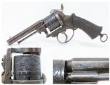 ENGRAVED Antique H. MALCHAIR Double Action PINFIRE 9mm Caliber REVOLVER1850s Lefaucheux Style BELGIAN SELF DEFENSE Gun w/AMMO - 1 of 18