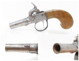 LIEGE PROOFED Antique ENGRAVED Boxlock .44 Caliber PERCUSSION POCKET Pistol Liege Proofed Mid-1800s Self Defense Pistol - 2 of 19