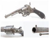 Antique EUROPEAN Folding Trigger 11mm Caliber Self Defense PINFIRE RevolverDOUBLE ACTION Conceal & Carry with LANYARD RING - 1 of 13