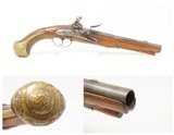 c1750 Engraved FRENCH FLINTLOCK Pistol by DUPONCEAU .60 Caliber Sidearm Martial Sized Horse or Belt Pistol