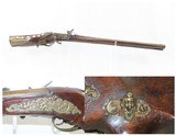 GERMANIC Antique WHEELLOCK Rifle Mother-of-Pearl Horn Cast Bronze Engraved.58 Caliber Swamped Octagonal Barrel