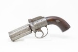 Engraved Antique .34 Cal. BAR HAMMER 6-Shot Percussion PEPPERBOX Revolver1840s 6-Shot Self Defense Revolver - 2 of 16