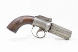 Engraved Antique .34 Cal. BAR HAMMER 6-Shot Percussion PEPPERBOX Revolver1840s 6-Shot Self Defense Revolver - 13 of 16