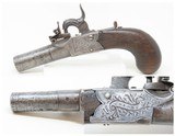 ENGRAVED Antique NOCK .46 Caliber PERCUSSION Boxlock “Pocket” Pistol LONDON Marked with BIRMINGHAM PROOFS - 1 of 18
