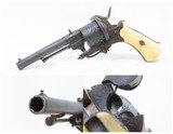 ENGRAVED Antique BELGIAN Proofed 9mm Caliber PINFIRE Double Action Revolver European FOLDING TRIGGER Conceal & Carry Sidearm - 1 of 17
