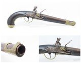 EUROPEAN Antique .69 Caliber FLINTLOCK Martial Pistol Holster Belt With Brass Pommel Cap and Furniture - 1 of 16