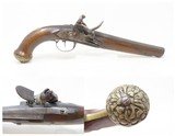 EUROPEAN Antique “MANSTOPPER” .67 Caliber FLINTLOCK Belt/Holster PistolENGRAVED With BRASS POMMEL and Trim - 1 of 17