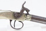 ENGRAVED BRITISH Antique GERMAN SILVER Box Lock 42 PERCUSSION Pocket Pistol .42 Caliber Pistol from Birmingham, England - 4 of 17
