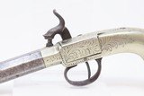 ENGRAVED BRITISH Antique GERMAN SILVER Box Lock 42 PERCUSSION Pocket Pistol .42 Caliber Pistol from Birmingham, England - 16 of 17