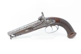 Antique HOWDAH by CHARLES MOORE Double Barrel .60 Caliber Percussion Pistol BRITISH Pistol w/ Family Crests - 2 of 19