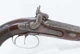 Antique HOWDAH by CHARLES MOORE Double Barrel .60 Caliber Percussion Pistol BRITISH Pistol w/ Family Crests - 18 of 19