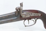 c1850s mfr. BELGIAN Antique O/U Double Barrel .62 Percussion Pistol HowdahLARGE BORE Liege Proofed Damascus - 4 of 18