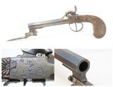 ENGRAVED Antique AUGUSTE FRANCOTTE Boxlock Percussion Pistol w/SNAP BAYONET Mid-1800s BELGIAN Self Defense Pocket / Muff Pistol - 1 of 21