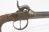 ENGRAVED Antique AUGUSTE FRANCOTTE Boxlock Percussion Pistol w/SNAP BAYONET Mid-1800s BELGIAN Self Defense Pocket / Muff Pistol - 18 of 21