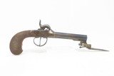 ENGRAVED Antique AUGUSTE FRANCOTTE Boxlock Percussion Pistol w/SNAP BAYONET Mid-1800s BELGIAN Self Defense Pocket / Muff Pistol - 16 of 21