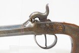 ENGRAVED Antique AUGUSTE FRANCOTTE Boxlock Percussion Pistol w/SNAP BAYONET Mid-1800s BELGIAN Self Defense Pocket / Muff Pistol - 4 of 21
