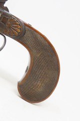 ENGRAVED Antique AUGUSTE FRANCOTTE Boxlock Percussion Pistol w/SNAP BAYONET Mid-1800s BELGIAN Self Defense Pocket / Muff Pistol - 3 of 21