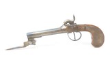 ENGRAVED Antique AUGUSTE FRANCOTTE Boxlock Percussion Pistol w/SNAP BAYONET Mid-1800s BELGIAN Self Defense Pocket / Muff Pistol - 2 of 21