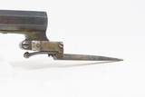 ENGRAVED Antique AUGUSTE FRANCOTTE Boxlock Percussion Pistol w/SNAP BAYONET Mid-1800s BELGIAN Self Defense Pocket / Muff Pistol - 20 of 21