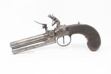 ENGRAVED Antique Double Barrel OVER/UNDER Boxlock .40 Cal. FLINTLOCK Pistol EARLY-19th Century Self-Defense Sidearm - 2 of 17