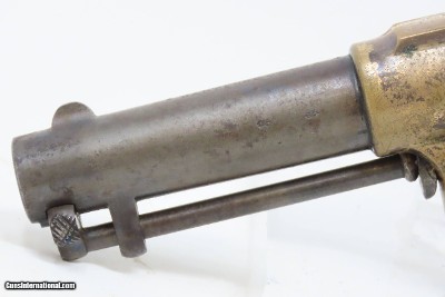 Rare LONDON CASED Antique COLT CLOVERLEAF .41 Cal. RF Spur Trigger Revolver SECOND YEAR “Jim Fisk” Model with .41 Caliber Ammo - Image 10 of 24