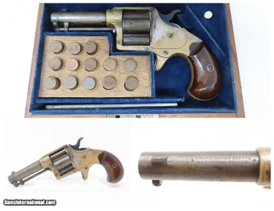 Rare LONDON CASED Antique COLT CLOVERLEAF .41 Cal. RF Spur Trigger Revolver SECOND YEAR “Jim Fisk” Model with .41 Caliber Ammo