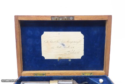 Rare LONDON CASED Antique COLT CLOVERLEAF .41 Cal. RF Spur Trigger Revolver SECOND YEAR “Jim Fisk” Model with .41 Caliber Ammo - Image 4 of 24