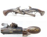 BRACE of ENGRAVED EUROPEAN FLINTLOCK Coat Pistols Antique Gold Inlaid .4818th Century Sidearms for Self-Defense - 1 of 25