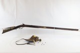 Antique MID-19th CENTURY Half-Stock .36 Cal. Percussion American LONG RIFLE With HORSE HEAD PATCHBOX & Accouterments - 2 of 14